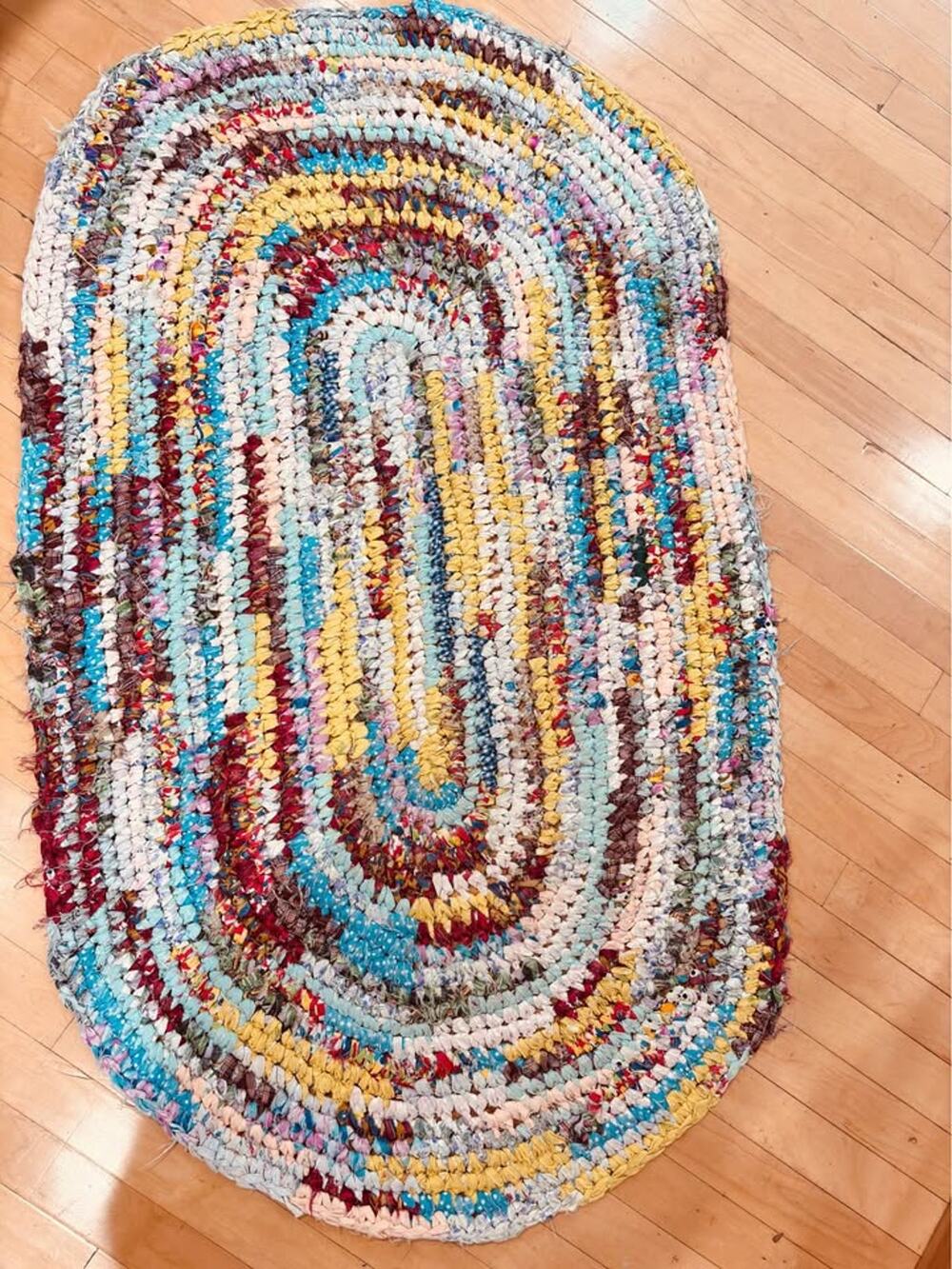 Vintage Handmade Braided Rag Rug 50x30 Primitive Farmhouse Country Cottage Decor